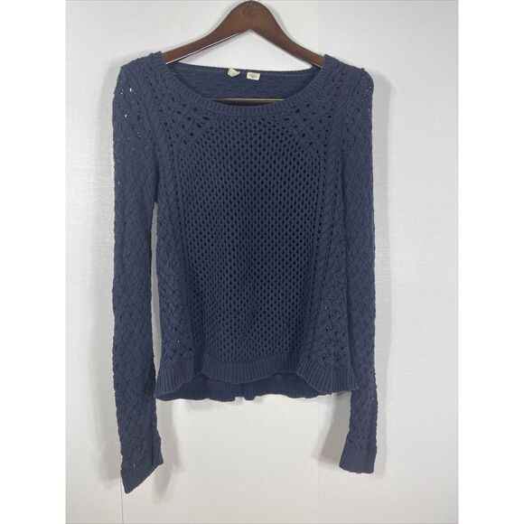 Anthropologie Sweaters - MOTH Anthropologie Women's Pullover Sweater Navy Open Knit Crochet Size‎ M